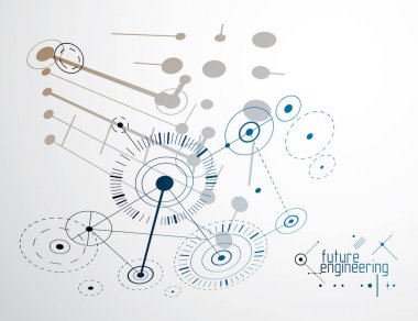 Mekanik şema, daireli vektör mühendisliği çizimi ve mekanizmanın geometrik parçaları. Teknik plan web tasarımında ve duvar kağıdı veya arkaplan olarak kullanılabilir. 