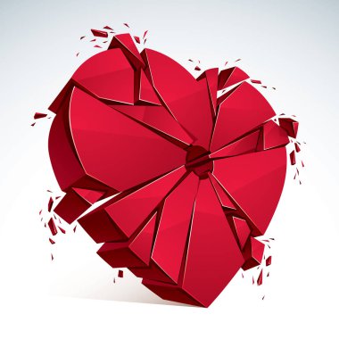 Kırık Kalp 'in ayrılık konsepti, kalp sembolünün 3 boyutlu gerçekçi tasviri parçalara ayrılıyor. Aşkı ayırmak için yaratıcı bir fikir, ayrılık.