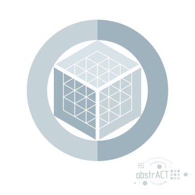 Vektör modern geometrik grafik kompozisyonu şablon ve düzen olarak kullanılabilir. Grafik şekli, küpü olan soyut teknik arkaplan.