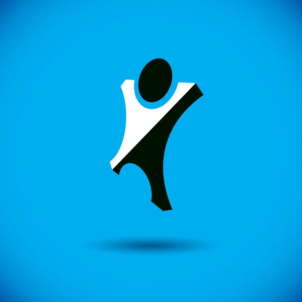 Illustration Vectorielle Une Personne Abstraite Excitée Les Mains Levées Logotype — Image vectorielle