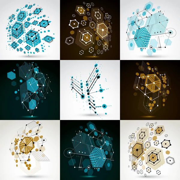 Colección Fondos Abstractos Vectoriales Creados Estilo Retro Bauhaus Composición Geométrica — Archivo Imágenes Vectoriales