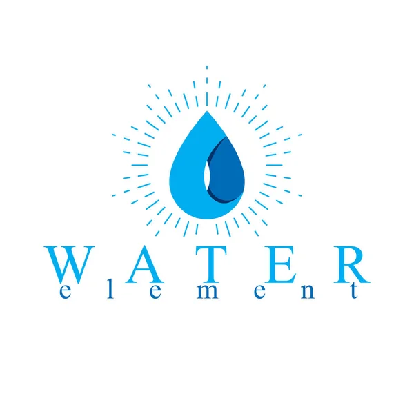 Vector Blauw Helder Waterdruppel Logo Voor Gebruik Als Zakelijke Embleem — Stockvector