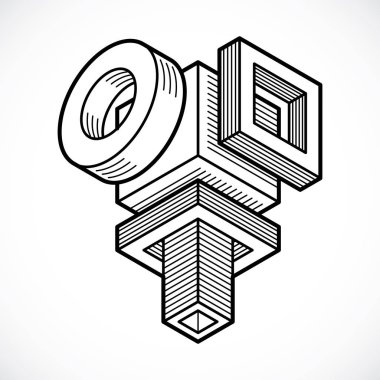 Vektör soyut 3d geometrik şekli, poligonal şekil.