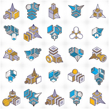 Soyut vektörel çizimler, 3B şekillerin ayarla.