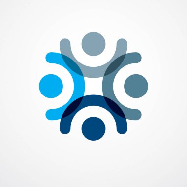 Takım çalışması iş birliği ve işbirliği basit geometrik elementlerle yaratıldı. Vektör simgesi ya da logo. Dostluk rüya takımı, birleşik ekip mavi tasarım..