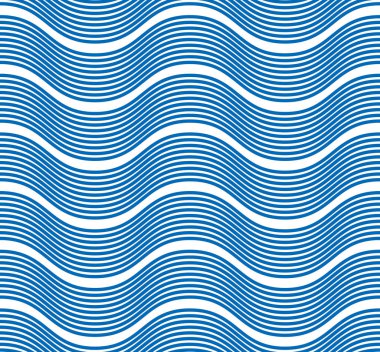 Dalgalar pürüzsüz desen, vektör su akış eğrisi çizgileri soyut tekrarla sonsuz arka plan, mavi renkli ritmik dalgalar.
