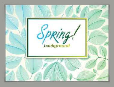 Bahar yatay afiş tasarımı, yeşil ve taze yapraklar vektörü çiçek güzel arka plan, bahar indirimi, reklam afişi, broşür veya broşür tasarımı. Şık botanik çizimler, çevre.