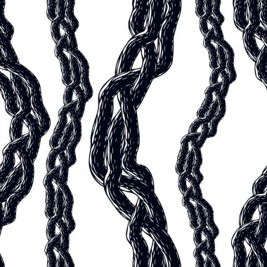 İğrenç korku sanat ve kabus seamless modeli, vektör arka plan. Karışık kökleri veya gut biyolojik yaşam formu garip sonsuz illüstrasyon. Hard Rock ve Heavy Metal alt kültür müzik Tekstil moda şık tasarım.