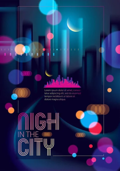 Nacht Stadt Mit Verschwommenem Licht Bokeh Textur Vektor Illustration Verwischen — Stockvektor