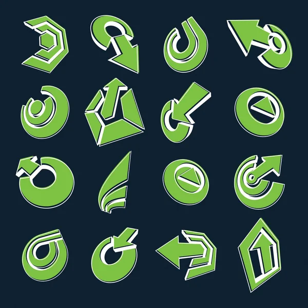 Vector Dimensional Business Corporate Graphic Symbols Collection Set Green Arrows — Stock Vector