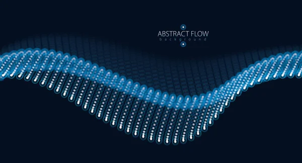 颗粒阵列流动 动态声波 3D矢量图解 点点滴滴 美丽的插图 — 图库矢量图片