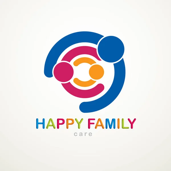 Ευτυχισμένο Οικογενειακό Διάνυσμα Λογότυπο Εικονίδιο Που Δημιουργήθηκε Απλά Γεωμετρικά Σχήματα — Διανυσματικό Αρχείο