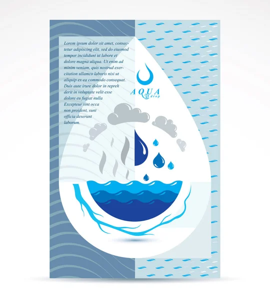 Empresa Tratamiento Agua Folleto Publicitario Diseño Conceptual Circulación Global Agua — Vector de stock