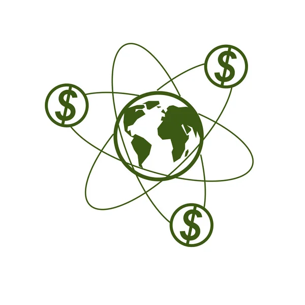 全球商业和电子商务的创意 Logo 用不同的元素创建的独特的矢量符号 全球金融体系 世界经济 — 图库矢量图片