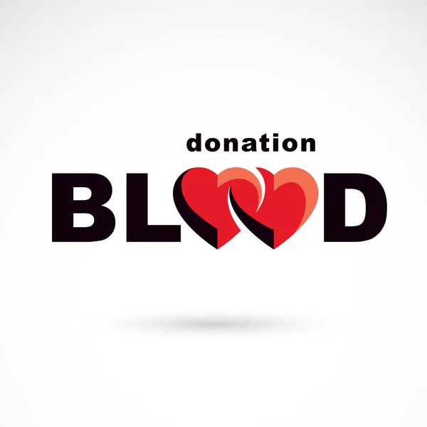 Metáfora Donación Sangre Forma Del Corazón Gotas Sangre Tema Médico — Vector de stock