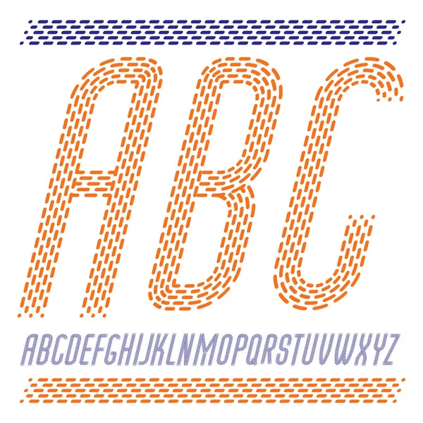 矢量资本凝聚现代字母 Abc 圆形斜体型字体 的脚本可用于海报创作 使用有节奏的笔画和虚线 — 图库矢量图片
