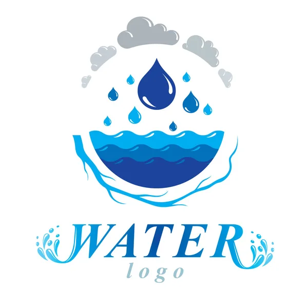 Pure Water Vector Abstract Logotype Use Mineral Water Advertising Living — Stock Vector
