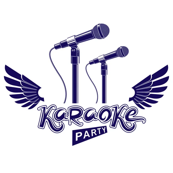 Karaoke Partij Reclame Poster Livemuziek Vector Concert Brochure Samengesteld Met — Stockvector