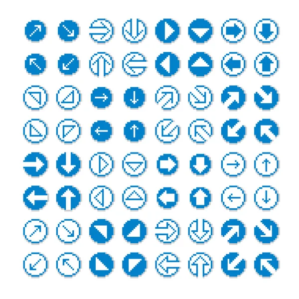 Diferentes Flechas Vectoriales Iconos Píxeles Aislados Colección Elementos Gráficos Bits — Vector de stock