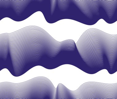 Kaotik dalgalar pürüzsüz desen, vektör eğrisi çizgileri soyut tekrarlama döşeme arka planı, mavi renk ritmik dalgalar.