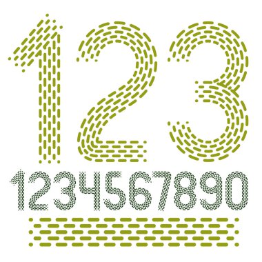 Vektör numaralarını, modern sayılar ayarlayın. Yuvarlak kalın retro numara 0 dan 9-ebilmek var olmak kullanılmış için logo oluşturma, basın. Ritmik vuruş ve kesik çizgiler kullanılarak yapılan.