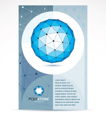 Dijital yenilikler iş promosyon fikri, broşür baş sayfa. Soyut inşaat vektör, boyutlu mavi düşük Poli Dizayn.