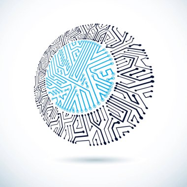 Vektör devre kartı, dijital teknolojilerin soyutlama. Bilgisayar mikroişlemci şeması, fütüristik tasarımı.