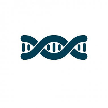 İnsan DNA 'sı modeli, çift sarmal vektör çizimi. Genetik mühendisliği soyut sembolü beyaza izole edilmiş..