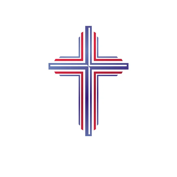 Эмблема Христианского Креста Геральдический Векторный Элемент Дизайна Метка Стиле Ретро — стоковый вектор