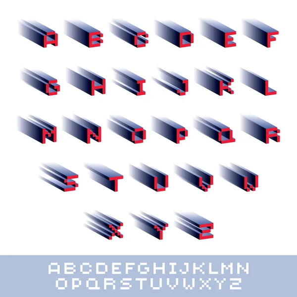Lettere Alfabetiche Cibernetiche Pixel Art Vector Digital Typescript Elementi Design — Vettoriale Stock