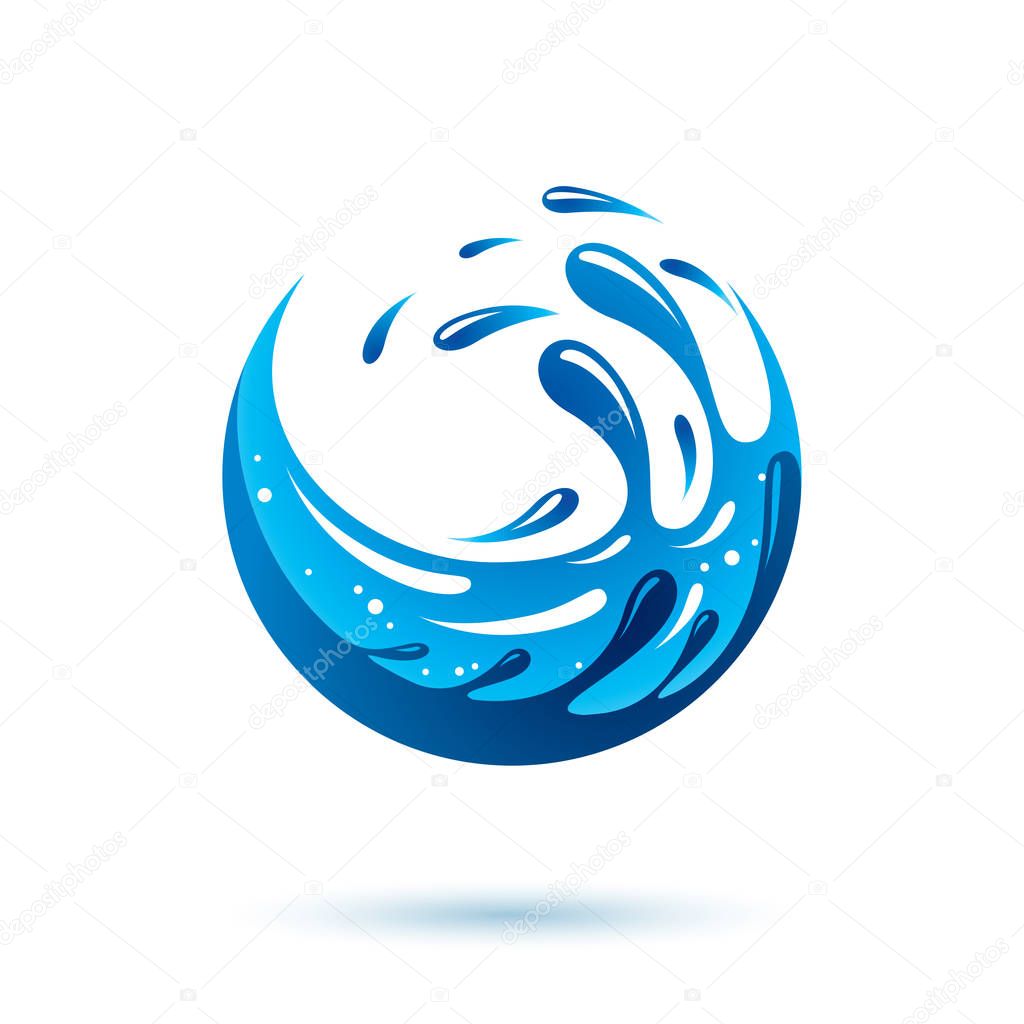 Global water circulation vector symbol for use in mineral water advertising. Body cleansing concept.