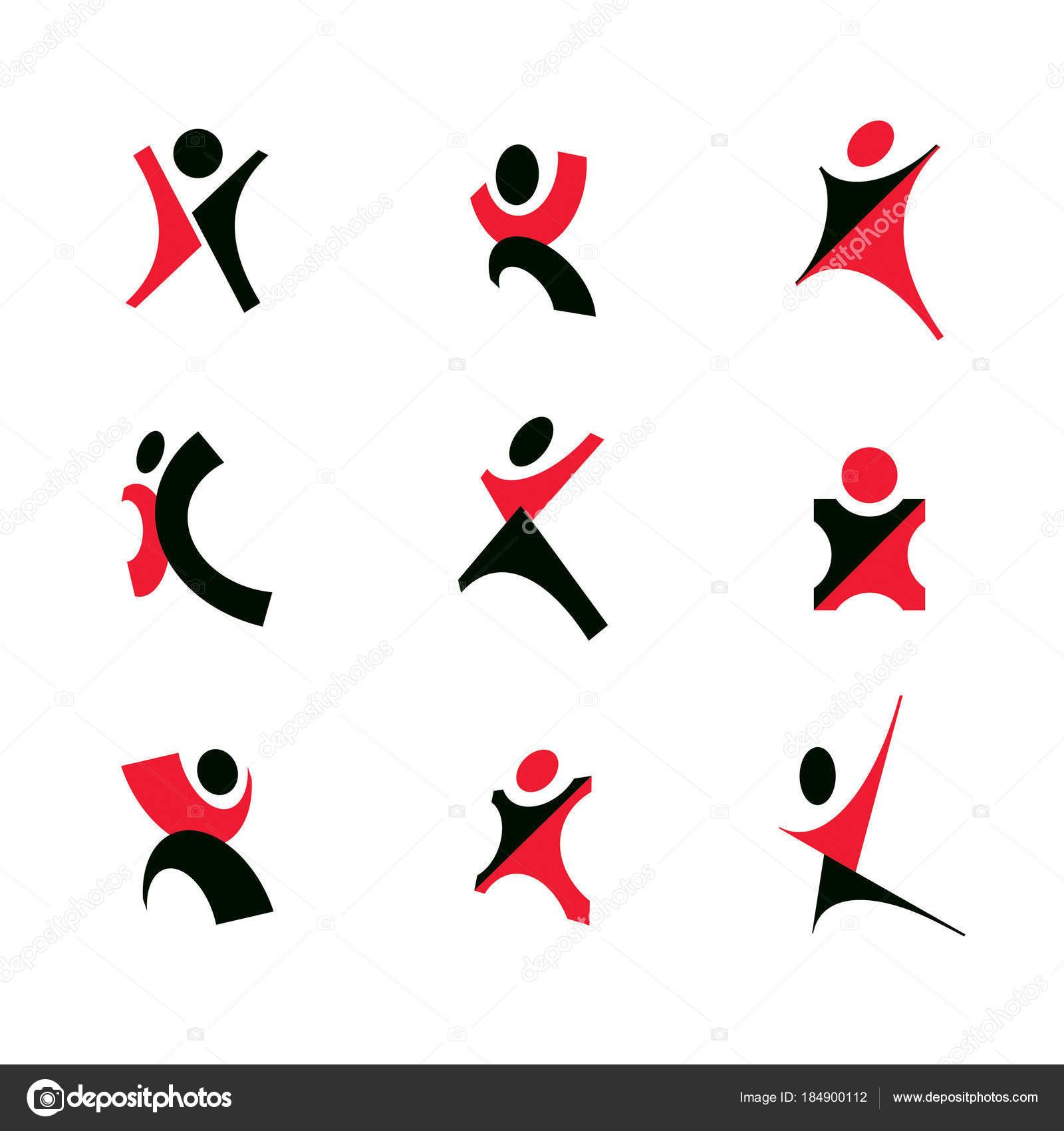Vector Illustration Happy Abstract Human Raised Hands Business