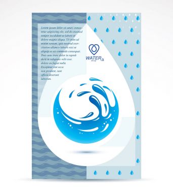 Dünya Su günü reklam afişi, 22 Mart. Dağ su bahar kavramı, mavi dünya gezegen vektör çizim.