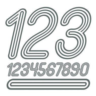 Şık disko vektör basamak, modern rakamları koleksiyon kümesi. Funky cursive sayılar 0 9 için en iyi poster sanat kullanın. Çift Çizgili dekorasyon ile yapılan.