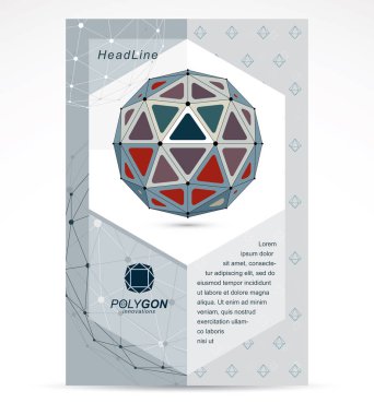 Web teknolojileri kitapçık kapak tasarımı şirket. 3D tasarım, renkli tasarlamak vektör yönlü şekli.