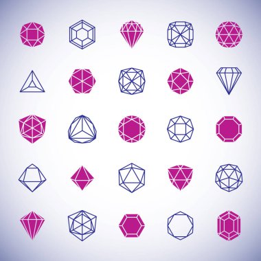 Vektör soyut geometrik formlar koleksiyonu kurumsal iş kimliği logosu olarak kullanılabilir. Yüzeysel Mücevher işareti.