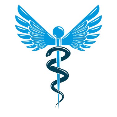 Asklepios vektör soyut amblemi eczane reklamda kullanılan kanatları ve yılanlar için en iyi kullanarak oluşur.