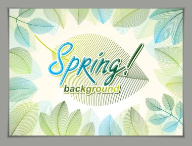 Bahar yatay arka plan, tasarım afişi, bilet, broşür, kart, yeşil ve taze çiçek unsurları olan doğal bir şablon bırakır. Satış, reklam afişi, broşür veya broşür tasarımı.