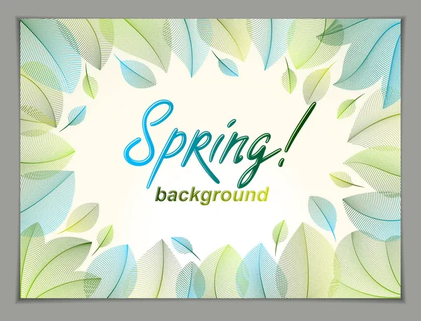 Spring Leaves Horizontal Background Nature Seasonal Template Design Banner Ticket — Stock Vector