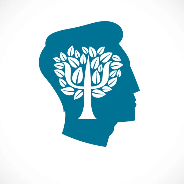 Concept Psychologie Logo Vectoriel Icône Créé Avec Symbole Grec Psi — Image vectorielle