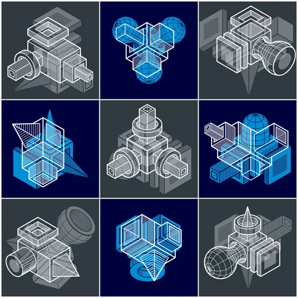 Vektör soyut farklı boyutlu geometrik şekiller koleksiyonu.