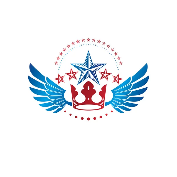 Kraliyet Taç Amblemi Heraldic Coat Arms Dekoratif Logosu Izole Edilmiş — Stok Vektör