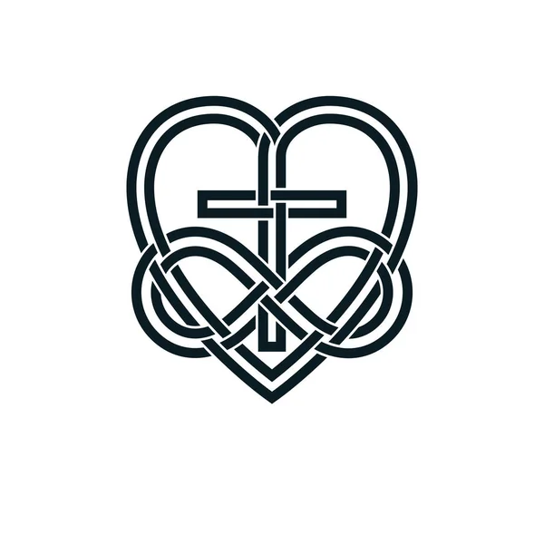 Immortal God Christian Love Design Del Logo Concettuale Combinato Con — Vettoriale Stock