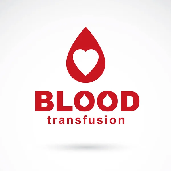 Vektorillustration Der Herzform Bluttransfusionskonzept Wohltätigkeitsorganisation Und Freiwilliges Konzeptionelles Logo Für — Stockvektor