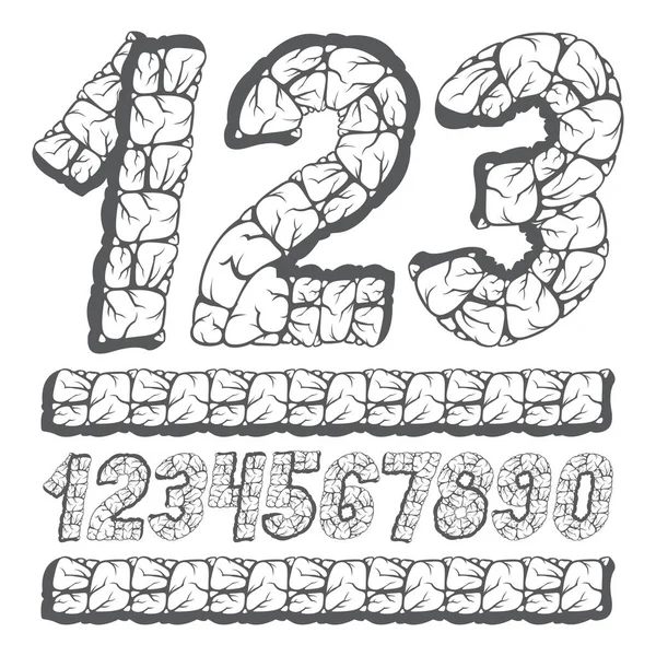 一套时尚的矢量数字 现代数字收集 大胆的斜体数字从0到9可以用于标志创作 海报设计 采用3D 花岗岩结构风格制作 — 图库矢量图片