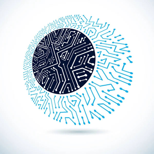 Comunicazione Tecnologica Elemento Cibernetico Rotondo Illustrazione Astratta Vettoriale Del Circuito — Vettoriale Stock