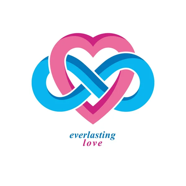 爱永远的概念性的象征 矢量符号创建无限循环标志与心 — 图库矢量图片