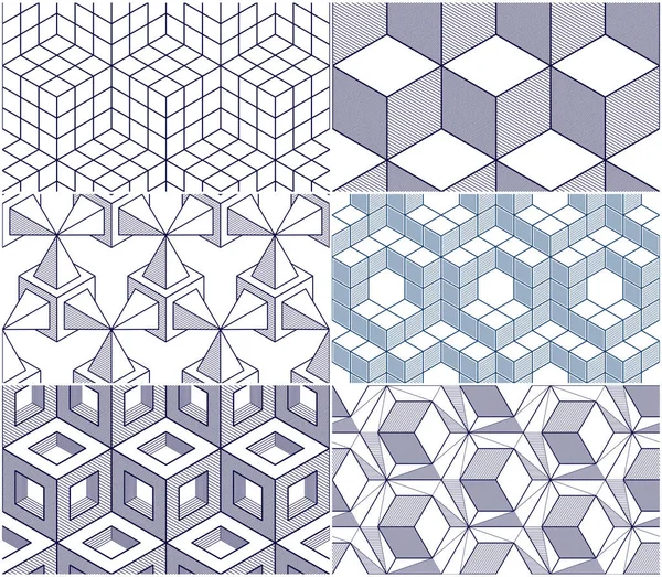 Lignes Géométriques Motifs Abstraits Sans Couture Ensemble Collection Cubes Milieux — Image vectorielle