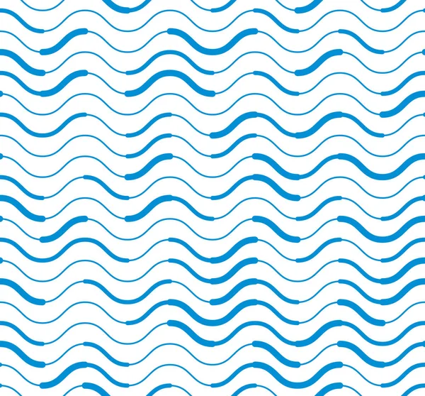 波纹技术线无缝模式 矢量抽象重复无穷尽背景 蓝色的有节奏的波浪 — 图库矢量图片