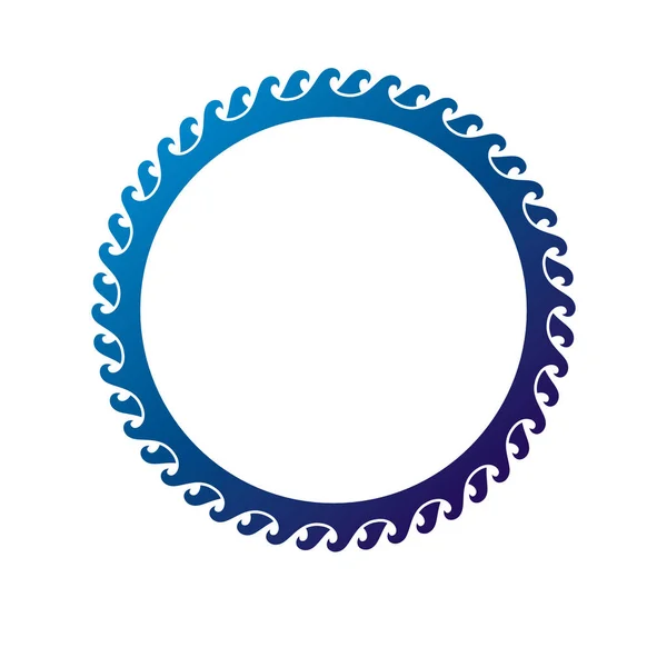 老式圆形框架 由海洋装饰 蓝色海浪 徽章徽章装饰徽章隔绝的向量例证 — 图库矢量图片